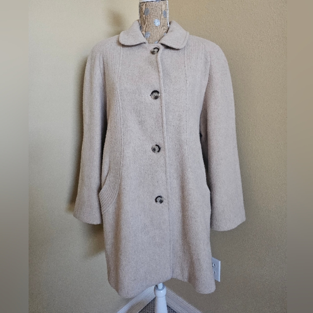 Vintage Wool Blend Cocoon Coat 14 Tan Camel Cabin Creek